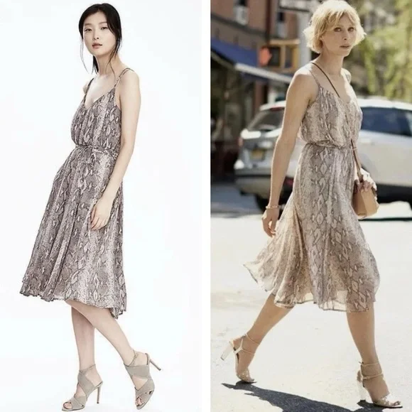 Banana Republic Snake Print Strappy Dress Size Medium Boho Grecian Flowy Sexy - Picture 6 of 6